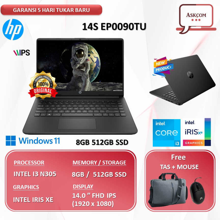 Laptop HP 14S EP0090TU I3 N305 8GB 512GB SSD W11 OHS 14.0FHD IPS