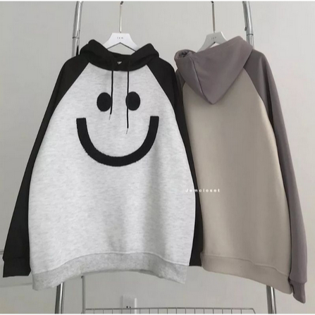 Sweater Basic Jumbo SMILE RAGLAN Oversize  Size M.L.Xl.Xxl| Crewneck Outerwear Pakaian Wanita Oversize | Korean Style