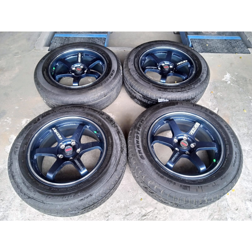 VELG MOBIL BEKAS R17 TE37 RING 17 LOBANG BAUT 5X115 BAN 225 65 R17 DUNLOP BUAT CRV XTRAIL TERIOS CAP