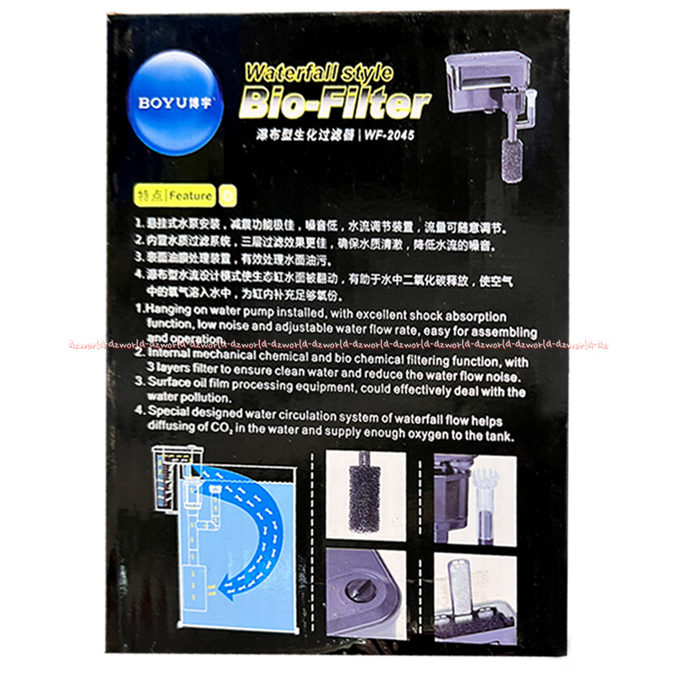 Boyu Waterfall Style Bio-Filter WF-2045 Penyaring Aquarium Untuk Airterjun Di Akuarium Boy Yu Filter Wf 2045