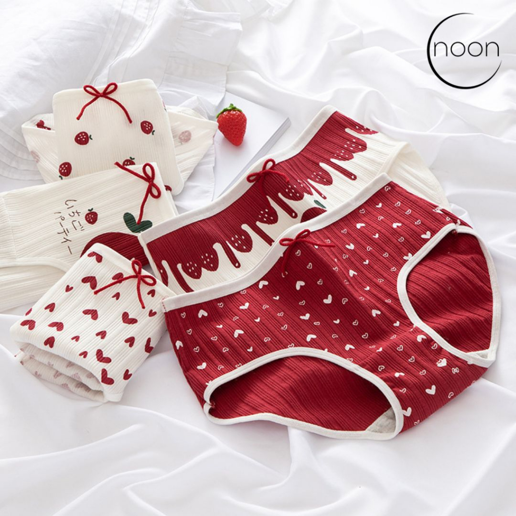 NOON (Roseberry) Celana Dalam CD Wanita Dewasa Korea Motif Lucu Imut Katun Import Murah Grosir Lusin Sorex Sorella Seksi Sexy Merah