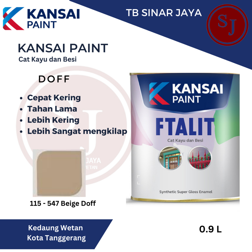 Cat Kayu dan Besi Ftalit Doff Kansai Paint 1kg 115 - 547 Beige Doff