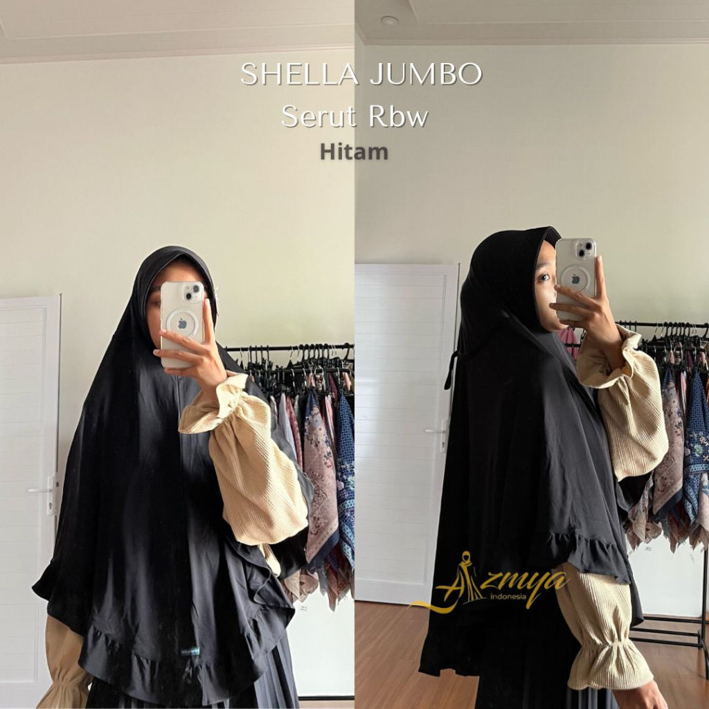 JIlbab Instan Shella Rampel Bawah Jumbo Hijab Instan Jumbo Bahan Zoya