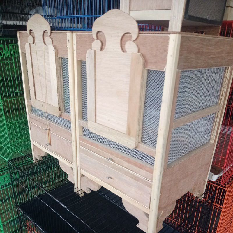 kandang jangkrik kayu besar + tempat ulet