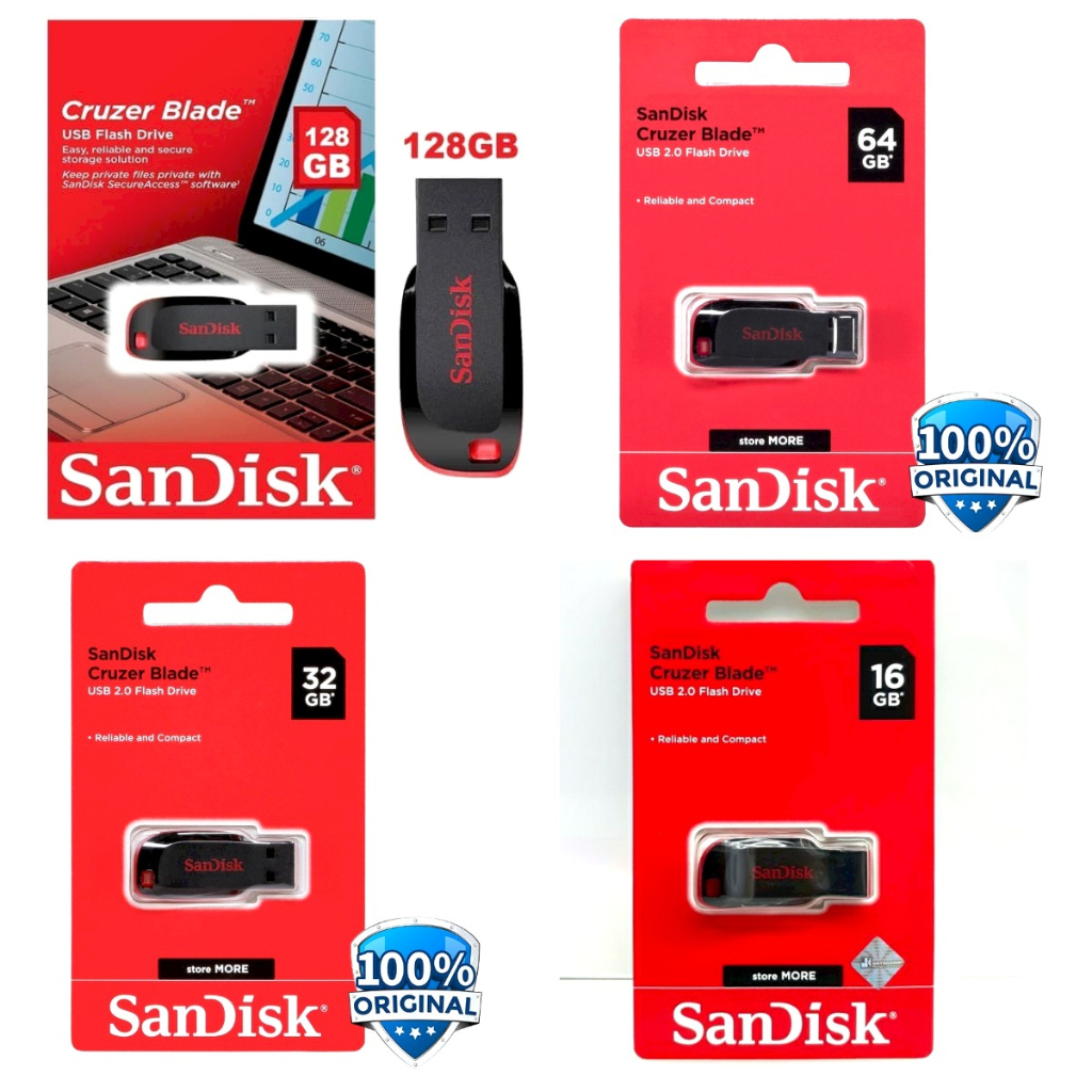 ORIGINAL FLASHDISK SANDISK 128GB SANDISK 64GB SANDISK 32GB SANDISK 16GB CRUZER BLADE CZ50 GARANSI RESMI