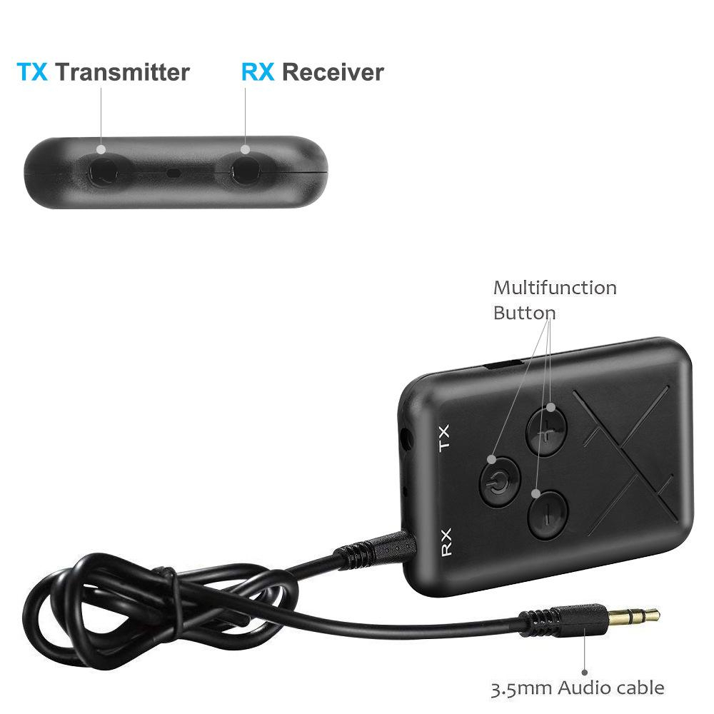 Audio Bluetooth Receiver Transmitter 5.0 Stereo AUX RCA AptX - TX-10 - Black