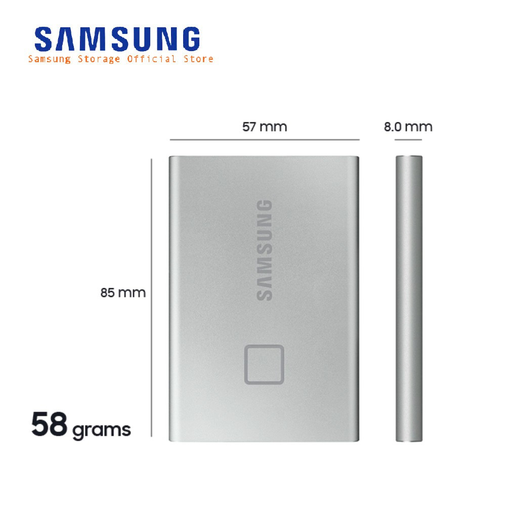 Samsung SSD T7 Touch 500GB / 1TB / 2TB Fingerprint Portable SSD External SSD Eksternal HDD Hard Disk - Garansi Distributor Resmi 3 Tahun