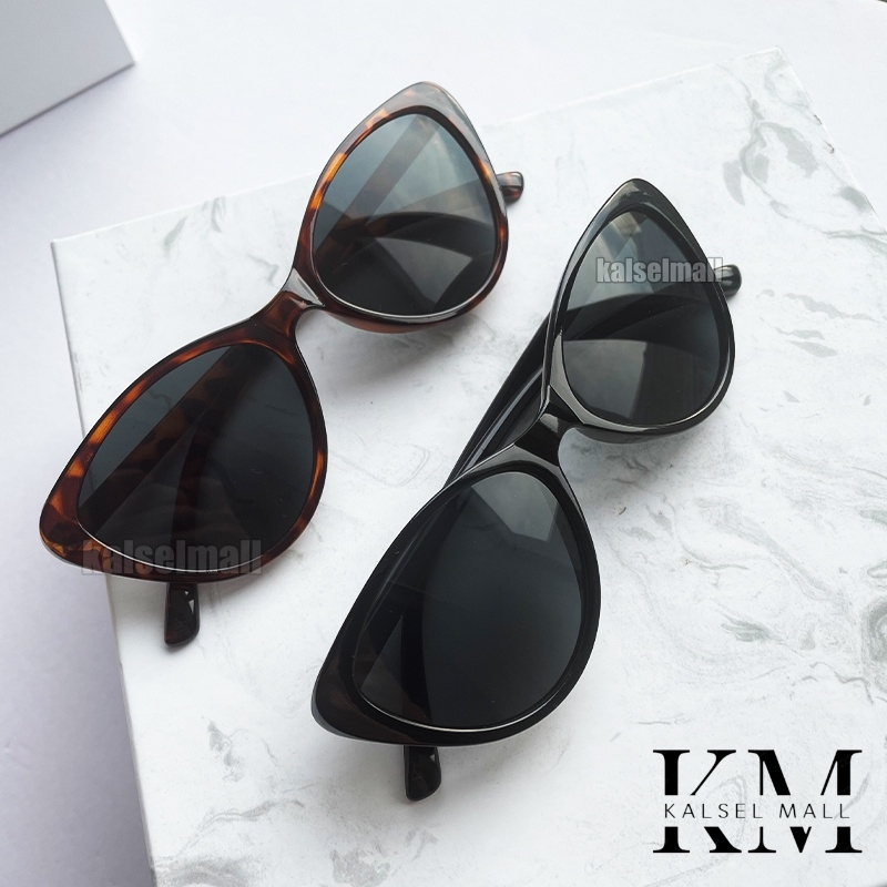 Kacamata Leopard Hitam Wanita Model Cat Eye Horn Versatile Optical Anti Silau Sinar UV UV400 Matahari Kaca Mata Sunglasses Black Warna Leopad Belang Retro Vintage Viral Bulat Lonjong Kecamata Itam Item Belang Gaya Pantai Konser Foto Studio KCH45