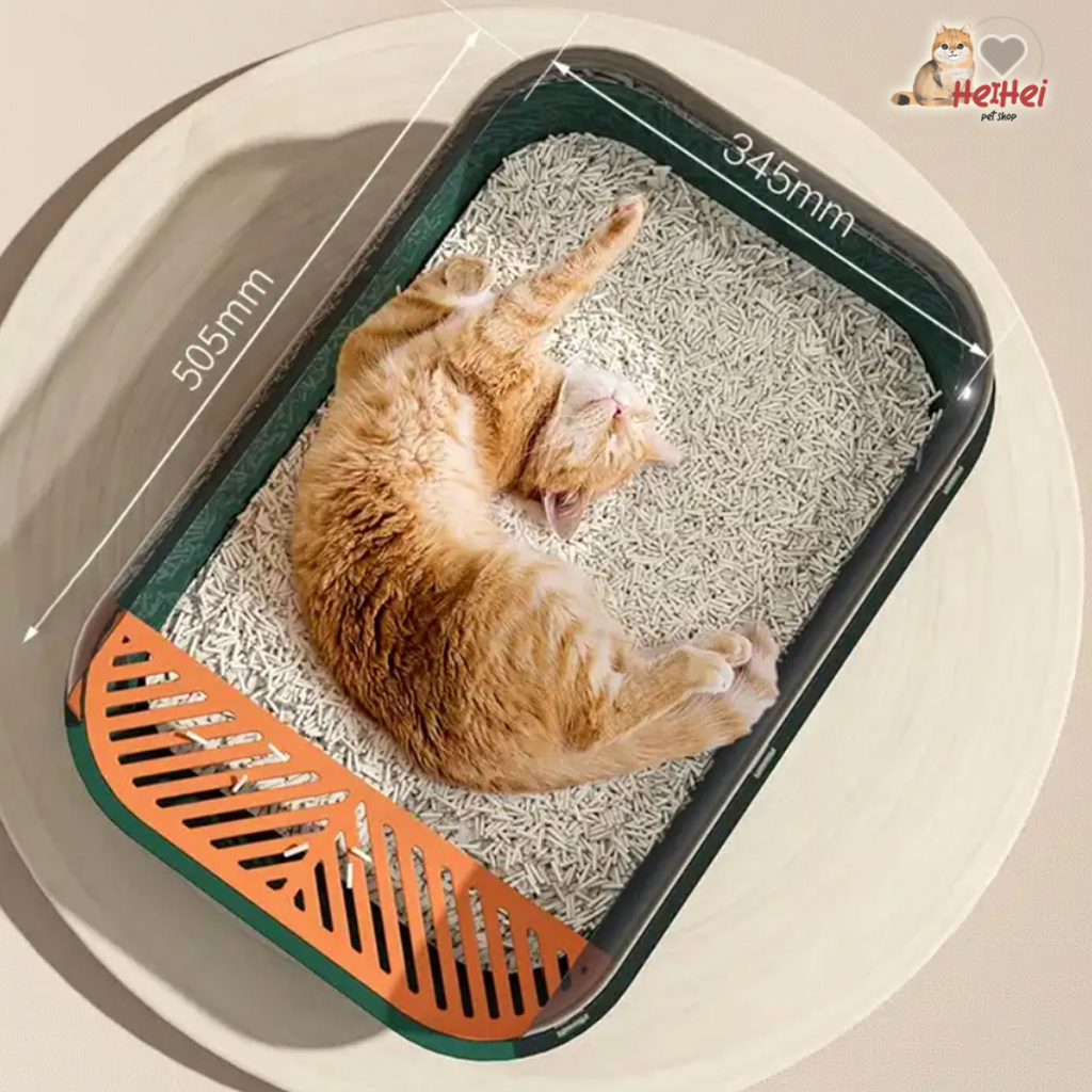 Square Two Tone Cat Litter Box - Tempat Bak Pasir Kucing/Kitten Gratis Sekop