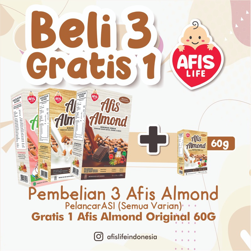 [BUY 3 GET 1 FREE] AFIS Susu ALMOND AFIS Pelancar ASI