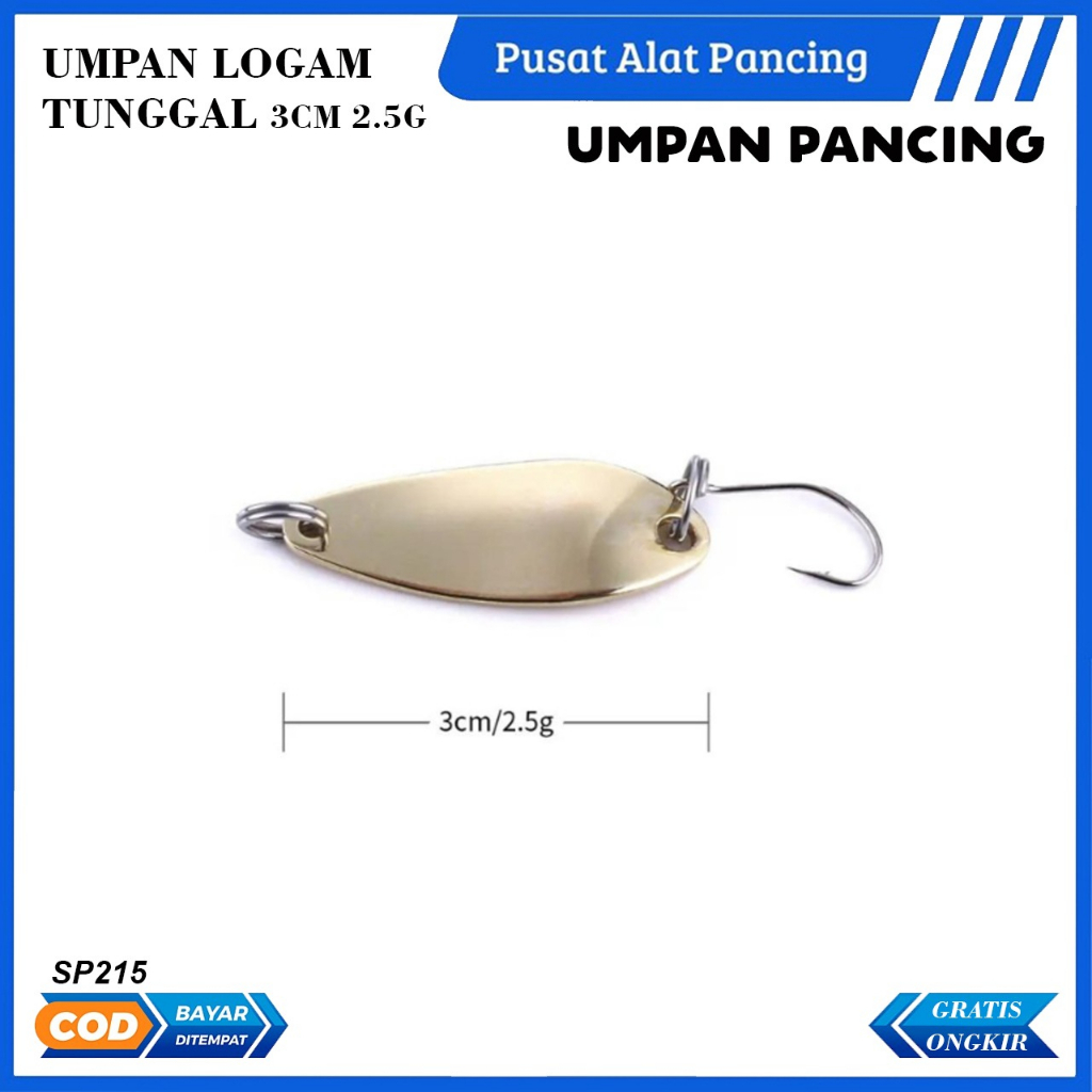 Umpan Pancing Logam SP215 Pemutar Sendok Logam 3Cm 2.5G Gaya Baru dengan Kait Tunggal