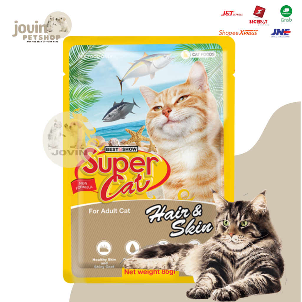 Super Cat Pouch Makanan Kucing Hair & Skin Formula 85gr