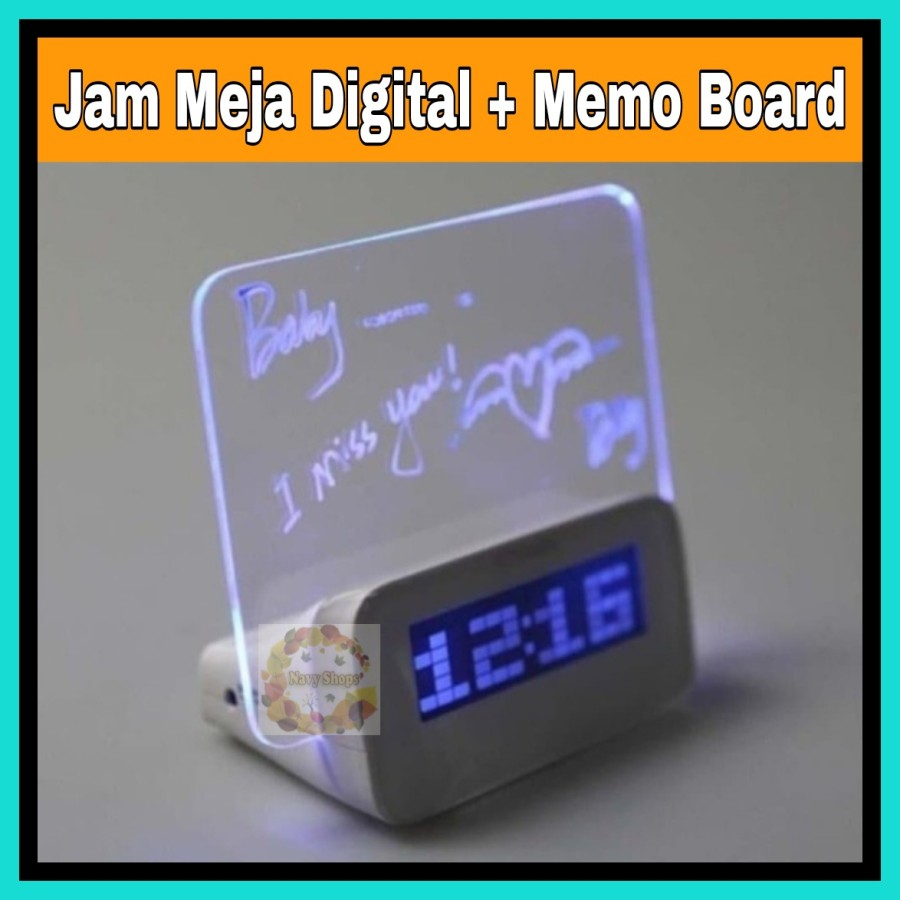 Jam Meja Led Digital Alarm Memo Board Digital Table Clock Memo Board LED