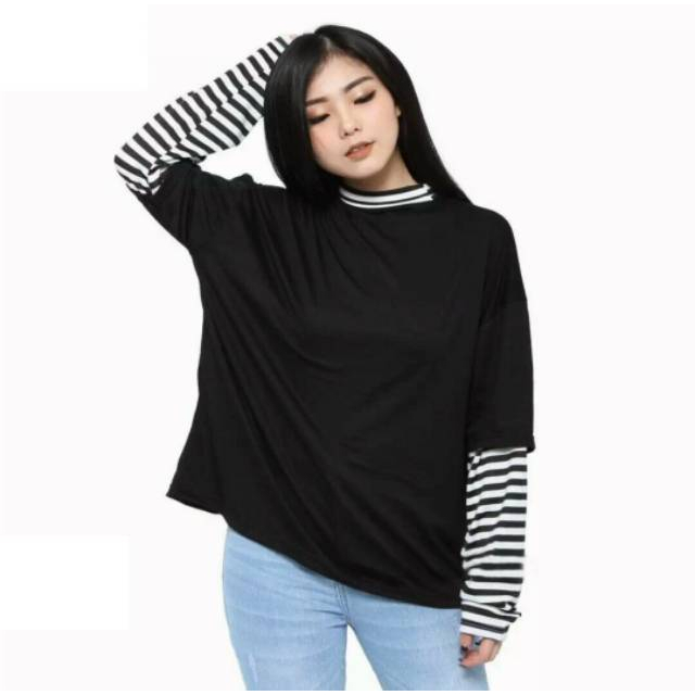 Rx Fashion - Kaos Atasan Sofie Blouse Kombi Salur