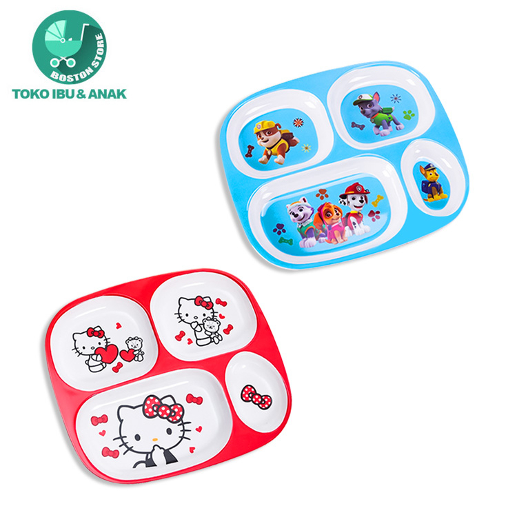 Bostonstore Piring anak desain anti licin Kids bento plate piring makan sekat anak / Piring Melamin / Piring Melamin Motif / Piring Melamin Anak / Piring Anak / Piring Anak motif / Piring Anak Karakter / Piring Anak BPA Free / Piring Anak Melamin