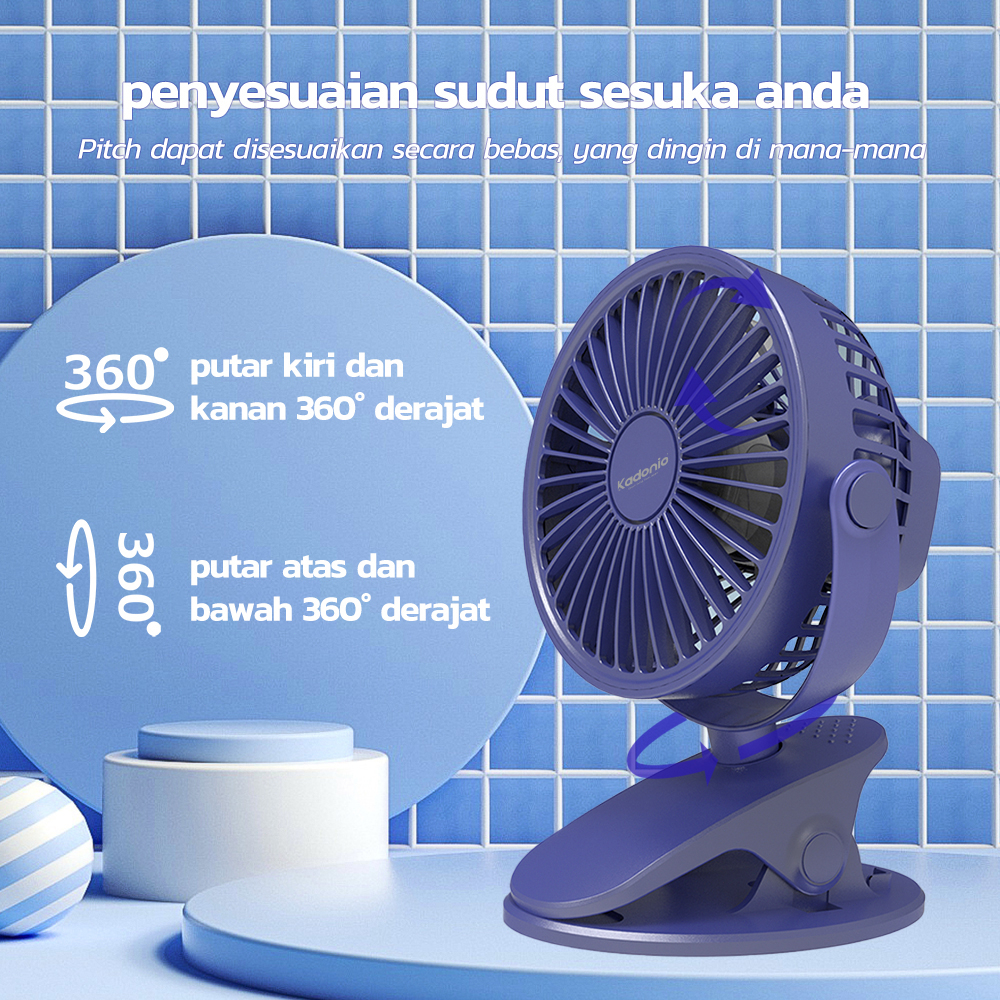 Kadonio Kipas Mini USB Clip Mini Fan Rotating Kipas Angin Meja Mini Jepit Portable USB kipas angin kecil kipas portable meja kipas angin murah