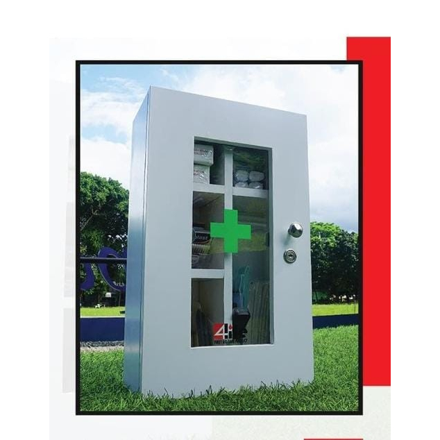 Kotak P3K Kayu / Box Kayu Tipe A / Sesuai Kemenaker Logo Hijau