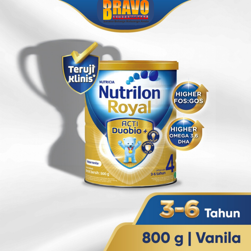 Bravo Bojonegoro - Nutrilon Royal 4 Usia 3 - 6 Tahun Susu Pertumbuhan Bubuk 800GR Rasa Vanila & Madu