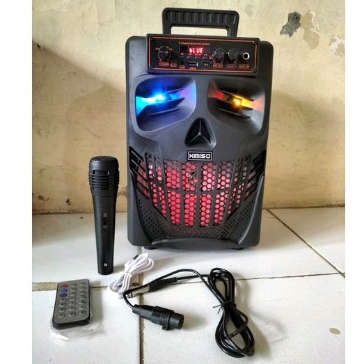 Speaker Bluetooth Wireless Plus Mic Karaoke Kimiso 7801 8inch Led Strong Bass