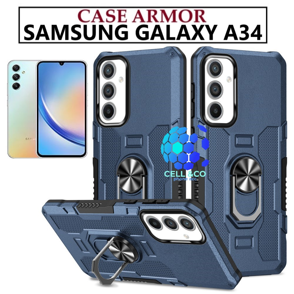 Case Armor SAMSUNG GALAXY A34 Iring Cincin Magnetic Kesing Hp Protect kamera Premium Hard Case Standing Robot Pelindung Kamera