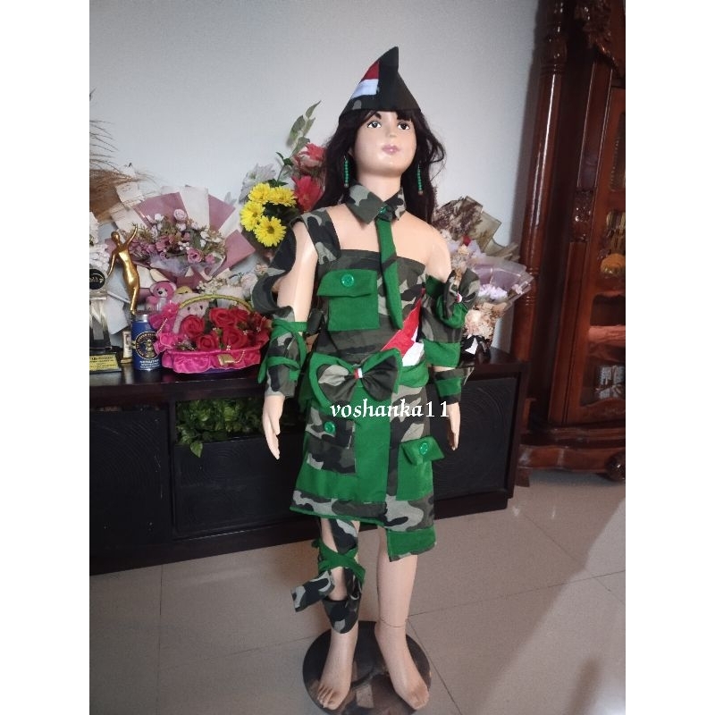 Baju fashion show Army girl anak