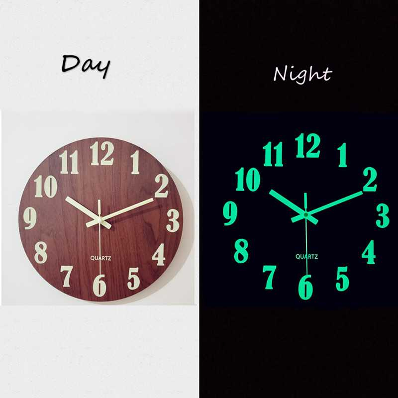 Jam Dinding Bulat Quartz Luminous Glow in The Dark 30CM Jam Dinding Hias Cahaya Terang Material Berkualitas