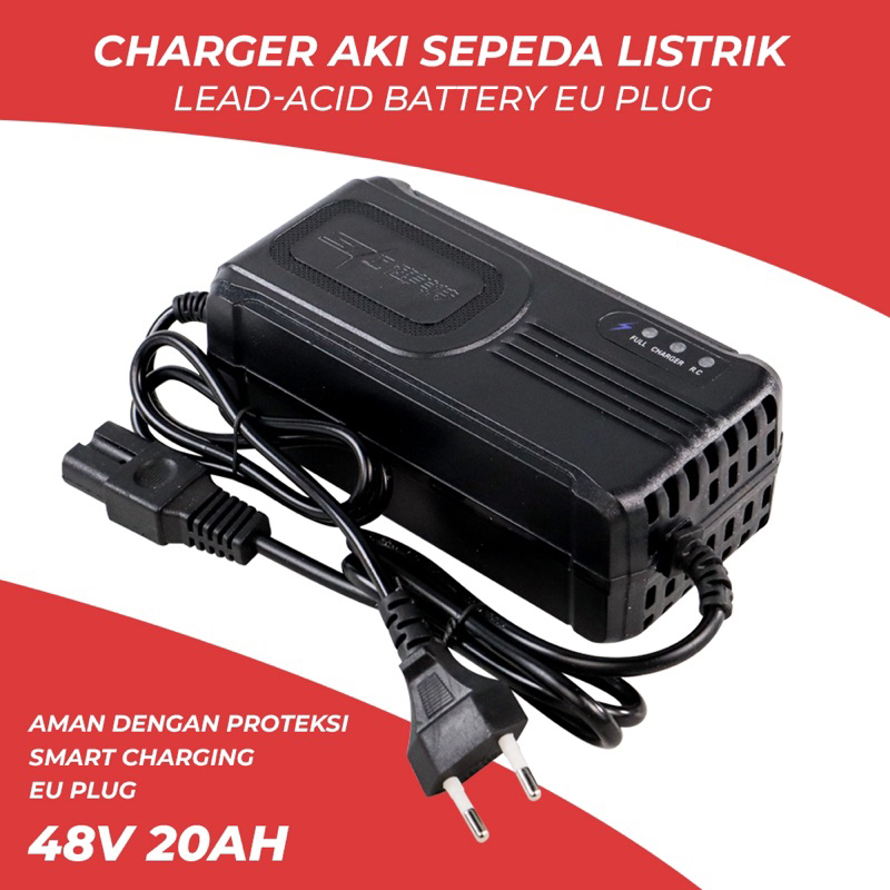 SUMEITE Charger Aki Sepeda Listrik Lead-Acid Battery EU Plug 48V 20Ah - SMT48