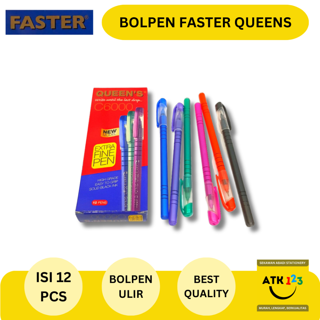 Ballpoint / Bolpen / Pulpen Faster Queen's C6000 Extra Fine Tip Hitam