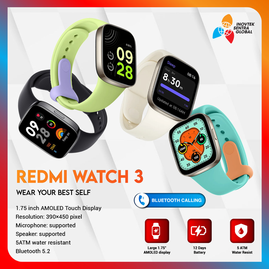 Xiaomi Mi Redmi Watch 3 AMOLED 1.75 Inch Smartwatch - Garansi Resmi