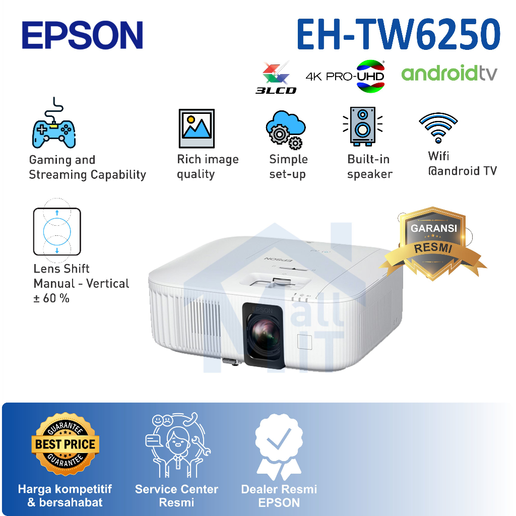 ( Packing Kayu ) PROYEKTOR EPSON TW6250 EH-TW6250 4K ENHANCEMENT HOME Pengganti TW5825