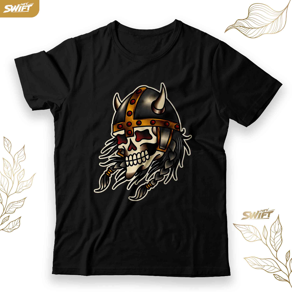 KAOS american Traditional Viking Skull tattoo TSHIRT BAJU DISTRO