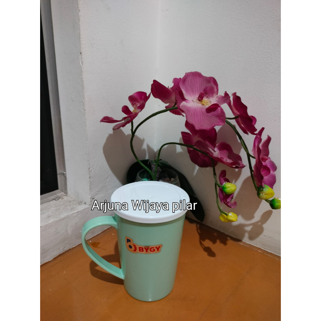 GELAS FEDORA 480ML GELAS TUTUP/MUG TUTUP BAHAN PLASTIK BIGGY