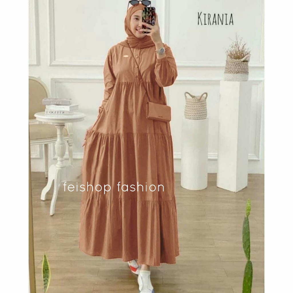 KIRANIA MIDI DRESS BAHAN KATUN RAYON FASHION WANITA KEKINIAN