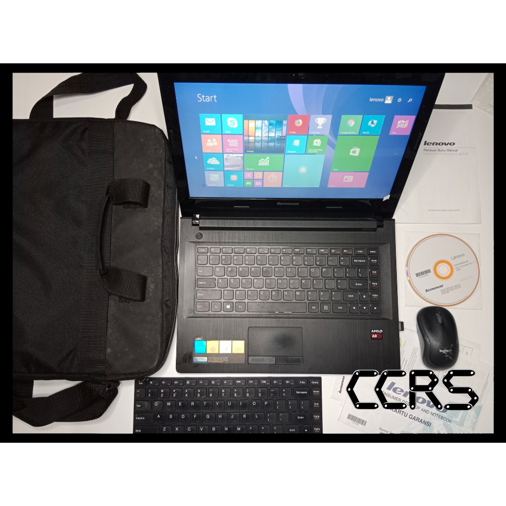Laptop Bekas Lenovo G40-45 AMD A8-6410 APU RAM 4 GB Baterai Awet Bandung