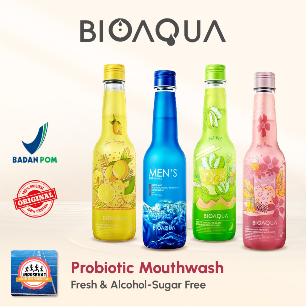 BIOAQUA Mouthwash 330 ML &amp; 13 ML / Obat Kumur / Mengurangi Karang Gigi