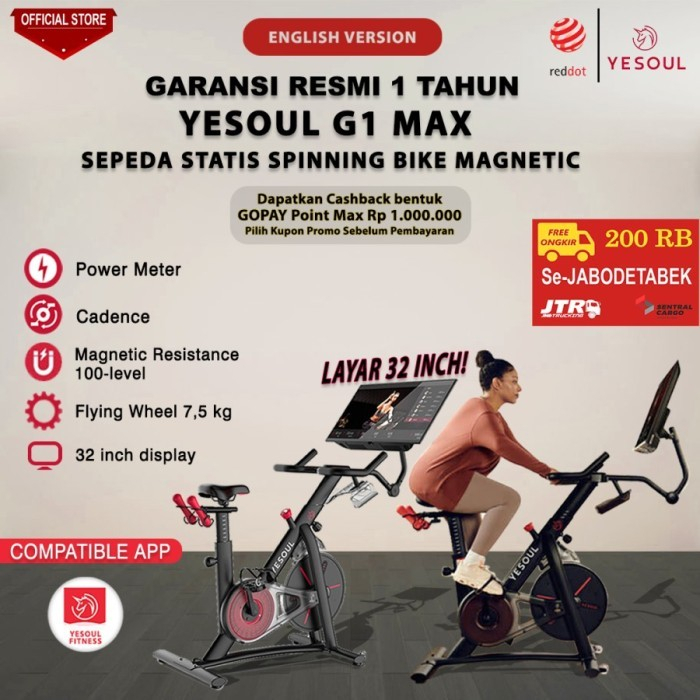 Yesoul G1 Max Spinning Bike with LCD 32 Inchi Sepeda Statis Smart Gym Original