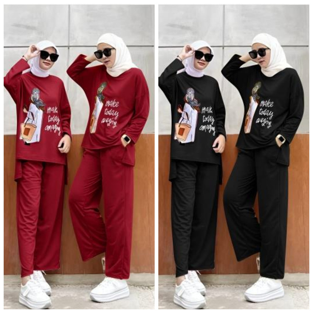 Gerita one set celana terbaru setelan wanita jumbo stelan casual oversize ld 120