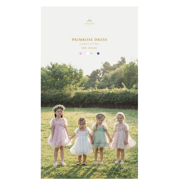 Little Folk Primrose Dress - Dress Pesta Anak Perempuan Terusan Dress Satin Linen Dress Baptis Flower Girl Party Chiffon Tutu Organza