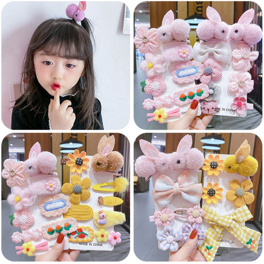 JP1-Jepitan Rambut Anak Fashion Korea Lucu 9pcs/Set