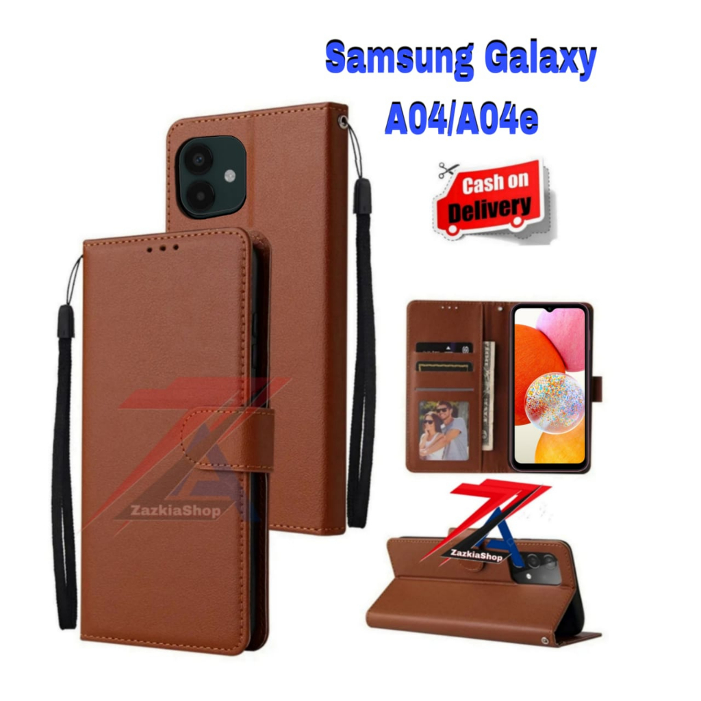 CASE FLIP CASE DOMPET KULIT FOR SAMSUNG GALAXY A04/A04E CASING DOMPET-FLIP COVER LEATHER-SARUNG HP