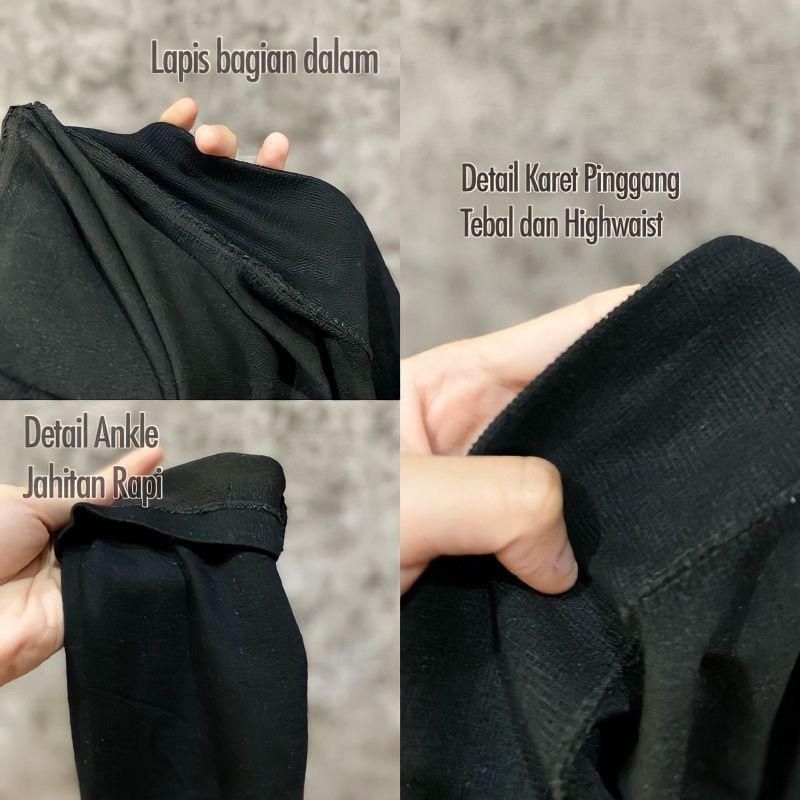 Celana Legging Pendek Selutut 3/4 Wanita Import Premium Polos Tebal Fit S-XXL ( Bb 35-80 kg )