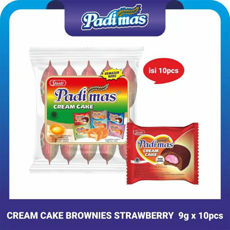 

padi mas cream cake brownies strawberry 9 gram - ball isi 10 pcs