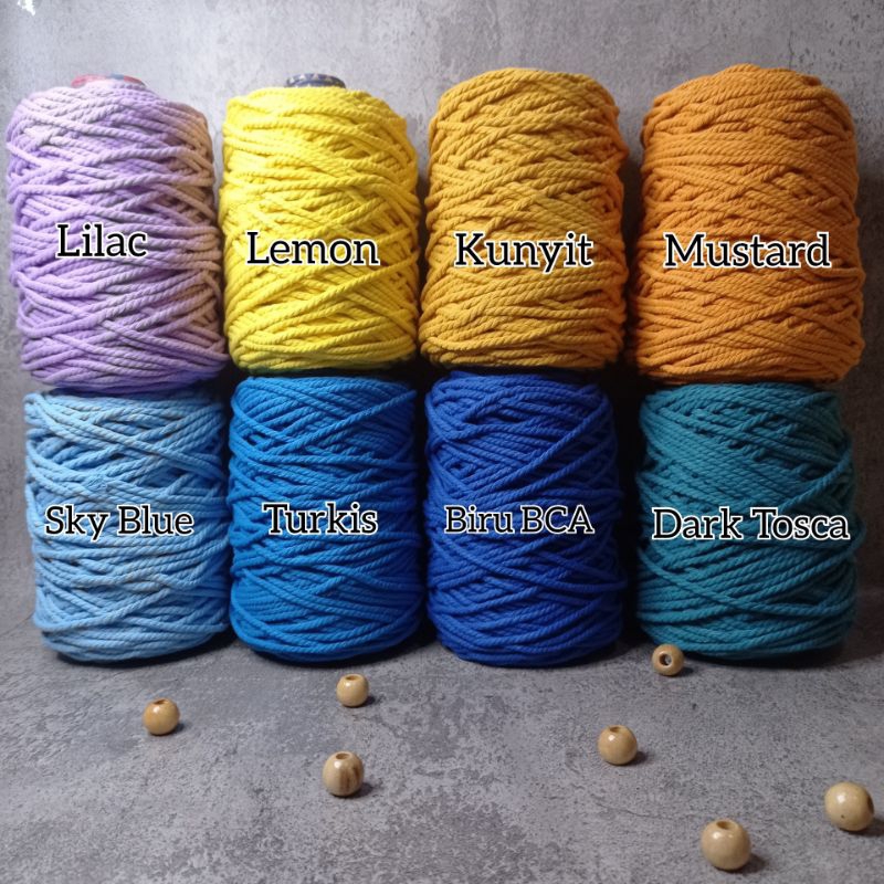 Tali Katun Natural 500Gram / Benang Macrame 4mm 500gr