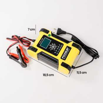 RRS STORE TERMURAH Cas Aki Accu Intelligent Battery Charger Aki Motor Mobil -12-24V 12A LAYAR LED Foxsur Charger Aki Kendaraan 150W 12-24V 12A 200Ah with LCD - FBC122412D KUNING