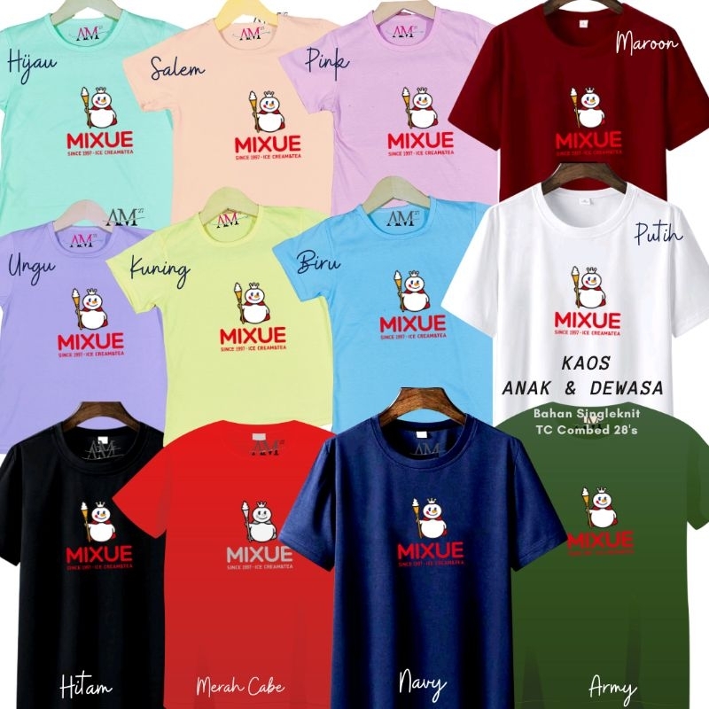 Baju Kaos Anak Cowok 3-10 tahun Remaja Dewasa Mixue Ice Cream Since 1997