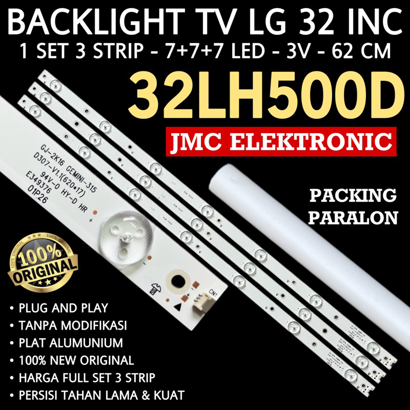 BACKLIGHT TV LED LG 32 INC 32LH500D 32LJ550D - TA.ATIGLJD 32LH500 32LJ550 GJ-2K16 GEMINI-315 LAMPU BL 32IN 7K 3V