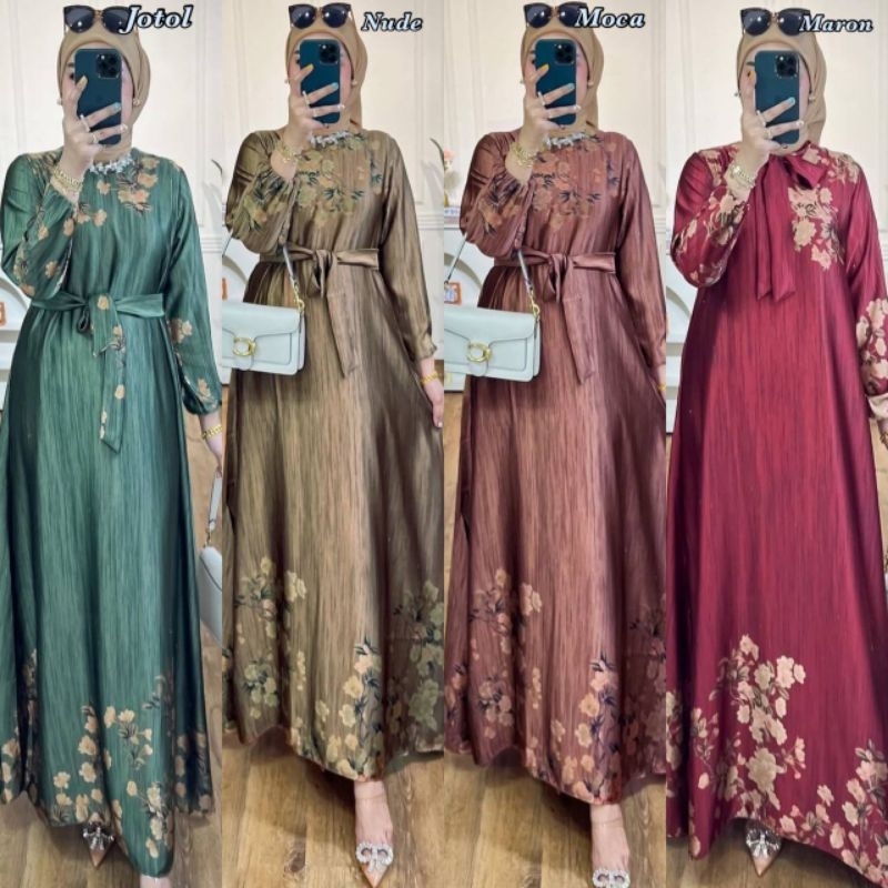 Gamis maxmara silk premium M/L/XL/XXL gamis terbaru/gamis murah/gamis busui motif parang /resleting depan/gamis terlaris/best seller