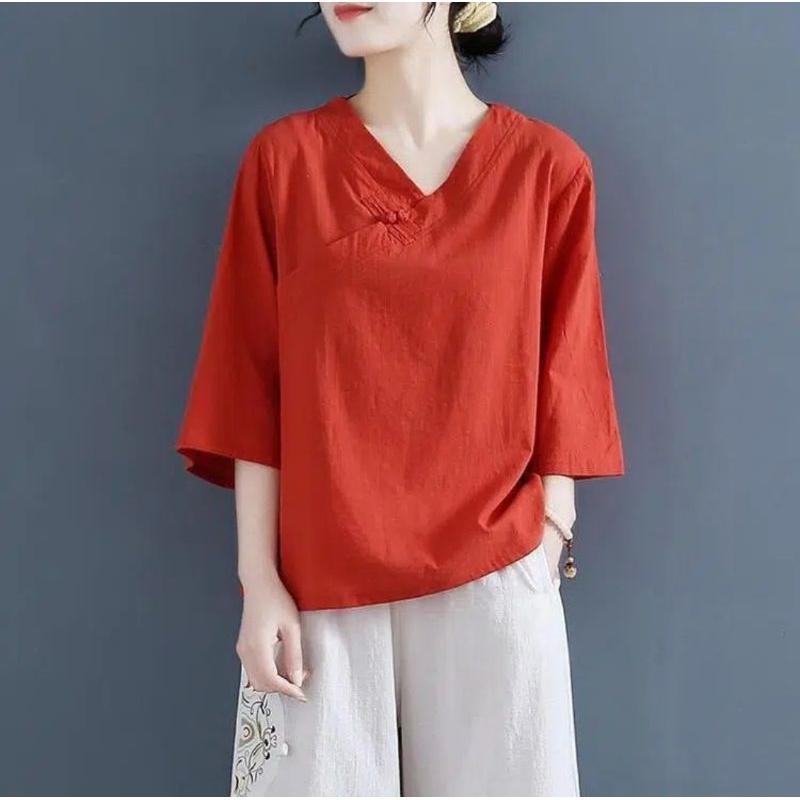 baju blouse bahan katun linen