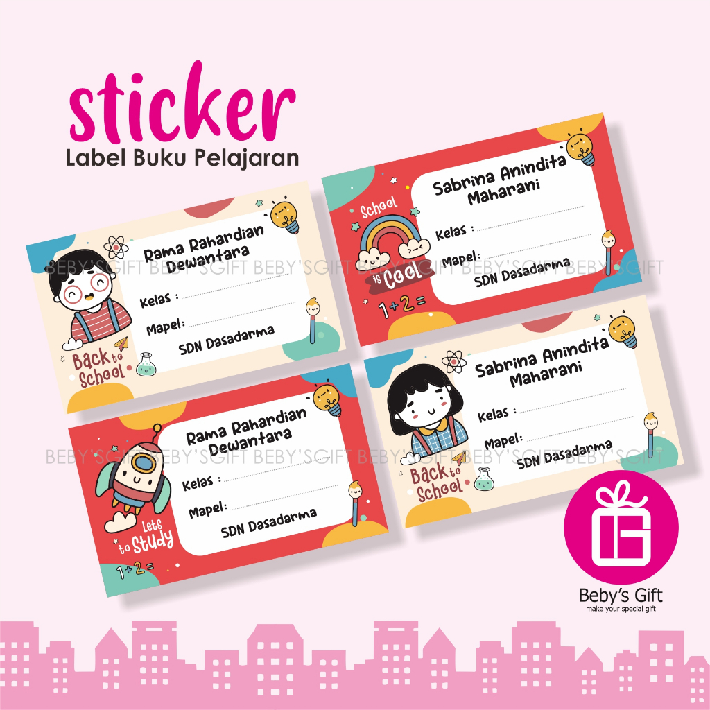 

Sticker Buku Tulis Anak Custom Nama dan Sekolah Stiker Label Mapel