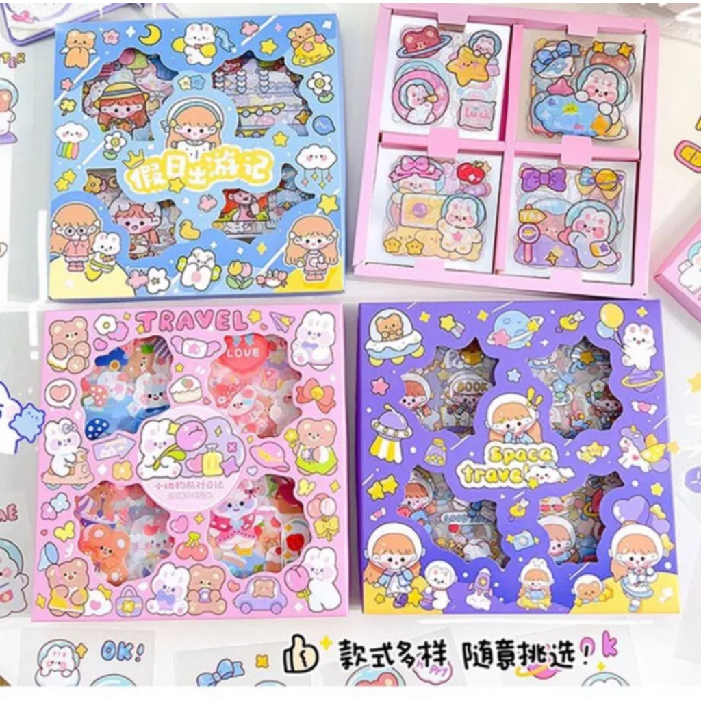 

100 Lembar stiker motif kartun korea Lucu DIY dekorasi handbook scrapbook